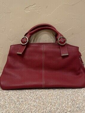 Charles David Wine Red Pebbled Leather Satchel